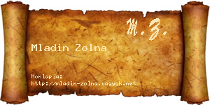 Mladin Zolna névjegykártya